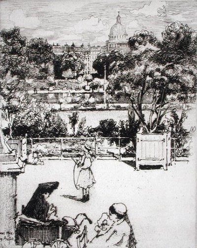 Parisian park, from Du Ier au XXeme: Les Arondissements de Paris..., published 1903 by Eugene Bejot