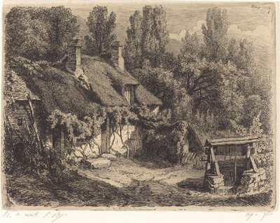 Cottage with Well by Eugene Bléry