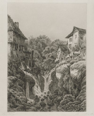 The Mill and Waterfall of Grésy near Aix-les-Bains, 1856 by Eugene Bléry