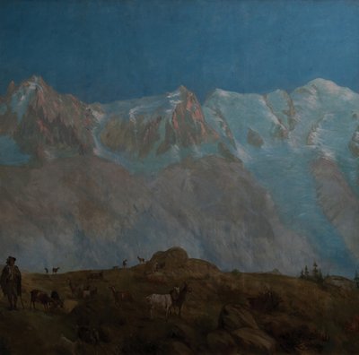 The Mont Blanc, the Aiguilles du Midi du Plan by Eugene Bourgeois