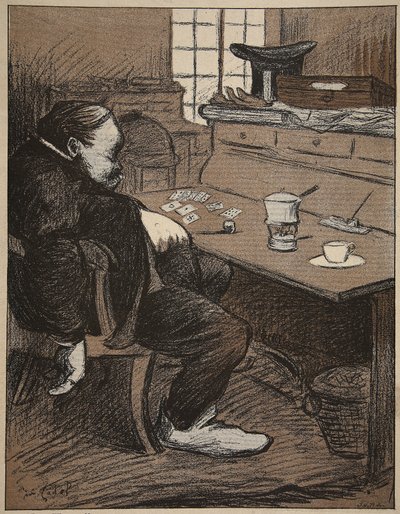 Hard at Work, a Break from Cards and Coffee!, Illustration from 
