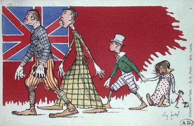 Postcard with a Caricature of a British Family by Eugene Cadel