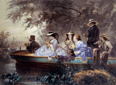 A Sunday with the Family, Fishing in the River by Eugene Charles Francois Guerard