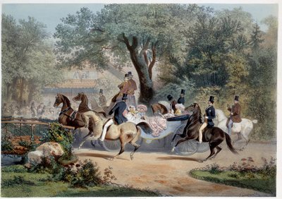 Scene of promenade at Pre Catelan in Paris by Eugene Charles Francois Guerard
