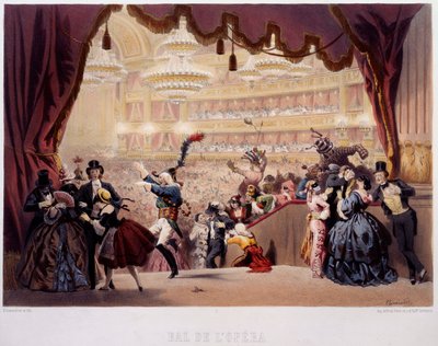 The Mask Ball of the Opera de la Rue Le Peletier in Paris by Eugene Charles Francois Guerard