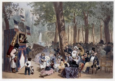 The Show of the Guignols on the Champs Elysees in Paris by Eugene Charles Francois Guerard