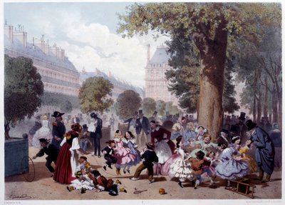 View of the Allee des Foliants aux Tuileries in Paris by Eugene Charles Francois Guerard