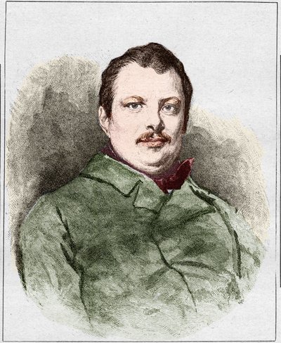 Portrait of Honore Balzac in 1830, French writer. Engraving by Eugene Chiquet by Eugene Chiquet