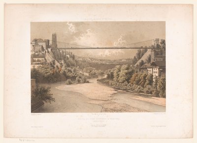 View of the Suspension Bridge Over the Sarine in Fribourg by Eugene Ciceri
