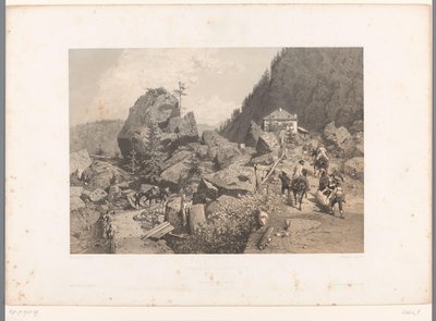 Travelers on the Pass of the Tête Noire Between Martigny and Chamonix by Eugene Ciceri