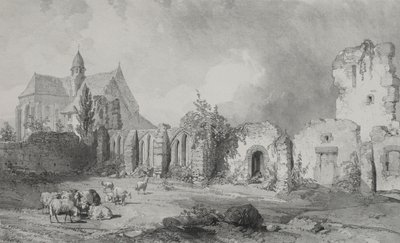 Picturesque and Romantic Voyages in Old France. Brittany: Abbey of Relec by Eugene Ciceri