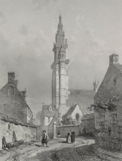 Picturesque and Romantic Journeys in Old France. Brittany: Church of Roscoff by Eugene Ciceri