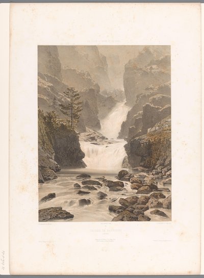 View of the Barberine Waterfall near Vallorcine (Cascade de Barberine) (Views in Switzerland, Savoy and Tyrol) (La Suisse, la Savoie et le Tyrol) by Eugene Ciceri