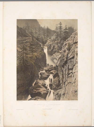 View of the Bérard Waterfall (Views in Switzerland, Savoy and Tyrol) by Eugene Ciceri