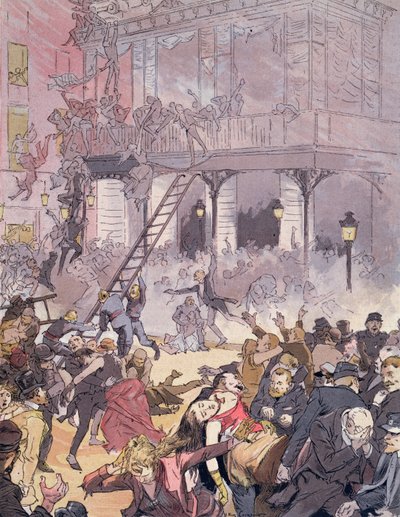Fire at the Opera Comique, 25th May 1887 by Eugene Courboin