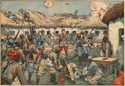 Colonial troops unlocked the Aoulay post in Morocco under Captain Duboin by Eugene Damblans
