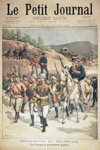 Events in the Transvaal: The First English Prisoners, Front Cover of Le Petit Journal, 29 October 1899 by Eugene Damblans