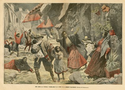 Illustration of Eugene Damblans in Le Pelerin, 02/09/06 - A scene of the terrible earthquake - Miscellaneous facts, Latin America, Earthquake, Chile, Valpariso by Eugene Damblans