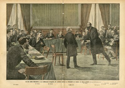Illustration of Eugene Damblans (1865-1945) in Le Pelerin, 03/07/04 - In a Moving Scene, at the Commission of Inquiry, M. Lagrave Begged the President of the Council to Tell the Truth by Eugene Damblans