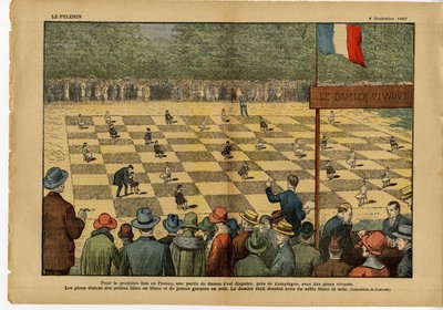For the first time in France, a game of ladies... Live Checkerboard by Eugene Damblans