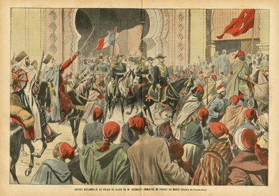 Illustration of Eugene Damblans (1865-1945) in Le Pelerin, 20/10/07 - Solemn entrance to the Palais de Rabat by Mr. Regnault, Minister of France in Morocco by Eugene Damblans