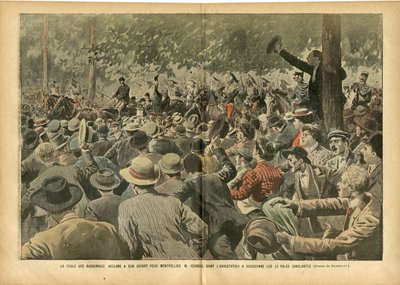 The Narbonnais crowd cheers for Montpellier M. Ferroul whose arrest caused bloody days by Eugene Damblans