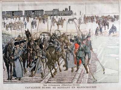 Russian cavalry heading into Manchuria, China, 1900 by Eugene Damblans
