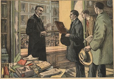 Students of the Faculty of Law give an address to Dean Henry Berthelemy (1857-1943). Illustration of Damblans. In 