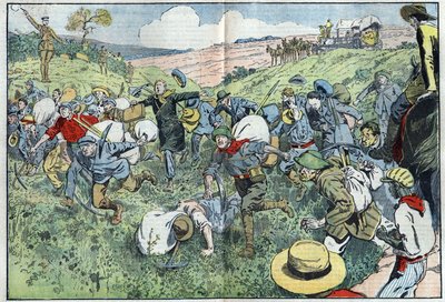 The diamond race (South Africa): a race organized to decide who will occupy the diamond plots closest to the deposit. Illustration of Damblans in 