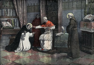 The dispute of the Holy Sacrament: Saint Thomas Aquinas, Pope Urban IV and Saint Bonaventure by Eugene Damblans