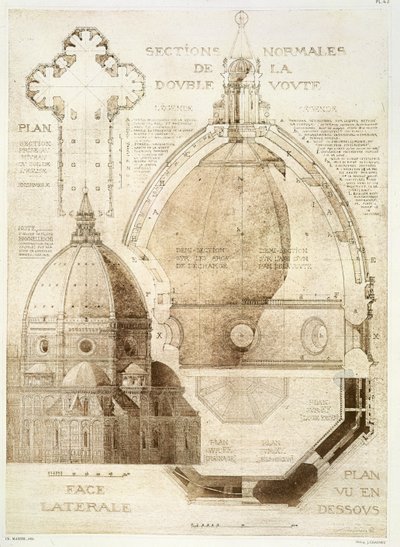 Plan, Section and Elevation of Florence Cathedral, from 