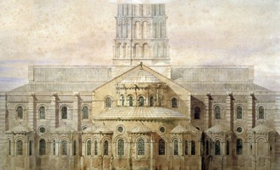 Basilica of Saint Sernin, the Apse, Toulouse, c.1845 (illustration) by Eugene Emmanuel (after) Viollet le Duc