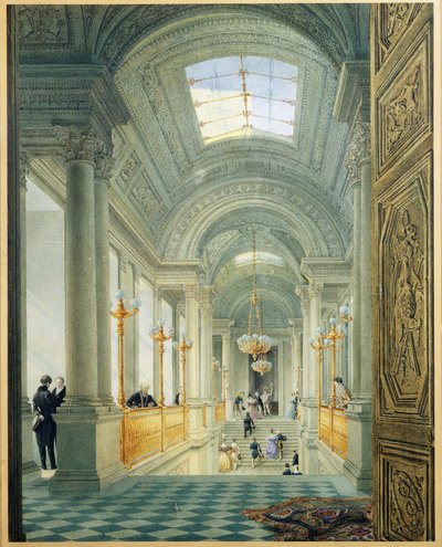 The Grand Staircase in Tuileries Palace by Eugene Emmanuel Viollet le Duc