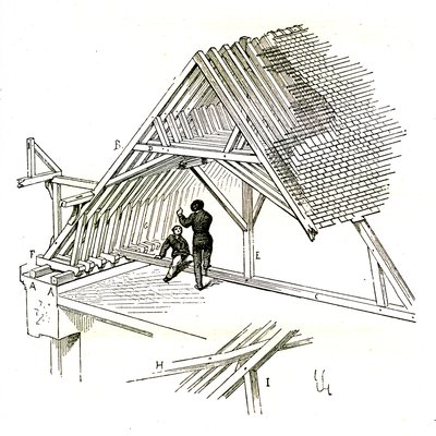 Viollet-Le-Duc shows two figures studying a frame by Eugene Emmanuel Viollet le Duc