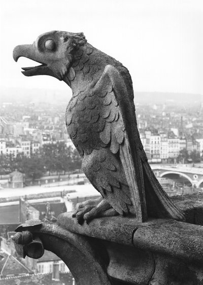 Gargoyle from the balustrade of the Grande Galerie of the west facade, replica of a 12th century original by Eugene Emmanuel Viollet le Duc