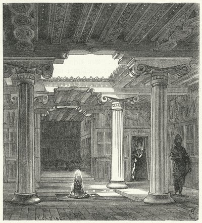 Ionic courtyard of an Ancient Greek house by Eugene Emmanuel after Viollet le Duc