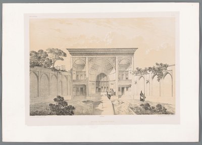Inner Courtyard of the House of Hussein Khan in Tabriz by Eugene Flandin