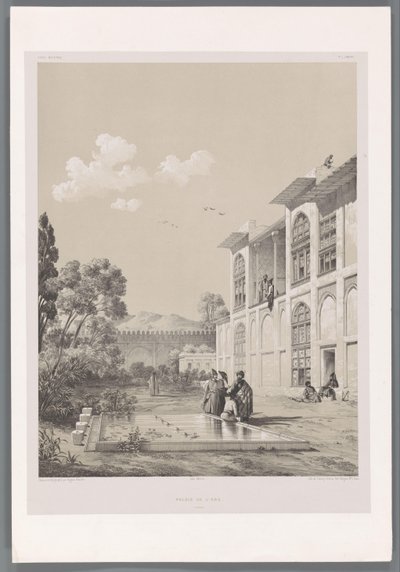 View in the Garden of the Arg of Karim Khan by Eugene Flandin
