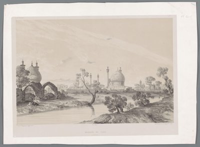 Mosque of the Shah or Royal Mosque in Isfahan by Eugene Flandin