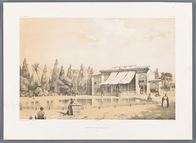 Nou Bagh Palace in Shiraz, Palais de Bagh-Nô, Persian Landscapes (series title), Modern Persia (series title) by Eugene Flandin