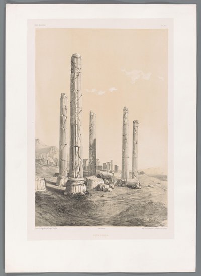Ruins of Persepolis from Persépolis, Persian Landscapes, Perse moderne by Eugene Flandin