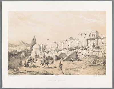 Ruins of the Temple of Anahita in Kangavar (Persian Landscapes series) by Eugene Flandin