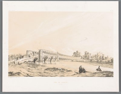 Si-o-se Pol or Allahverdi-Khan Bridge in Isfahan (Persian Landscapes) by Eugene Flandin