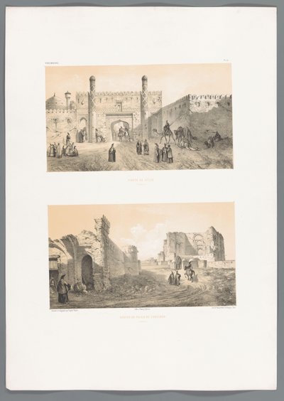 Two Views of Tabriz by Eugene Flandin