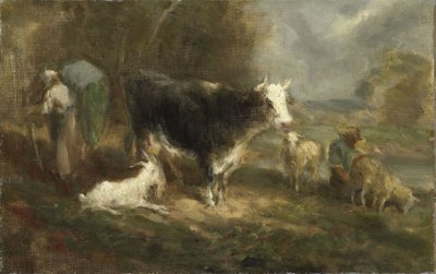 Farmyard with Cattle by Eugene Fromentin