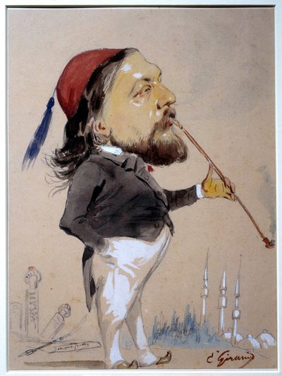 Portrait of Theophile Gautier Smoking His Chibouk by Eugene Giraud