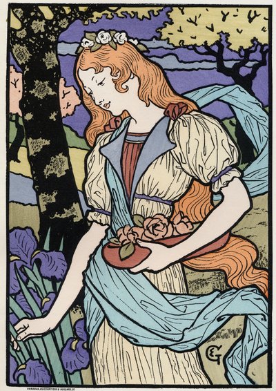 Art. Women in Art Nouveau Style. Illustration by E. Grasset, France, c.1890 by Eugene Grasset