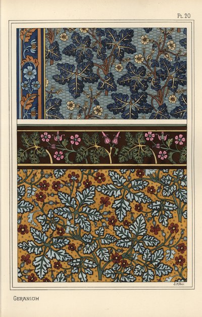 Geranium Motifs in Patterns for Wallpaper and Fabric by Eugene Grasset