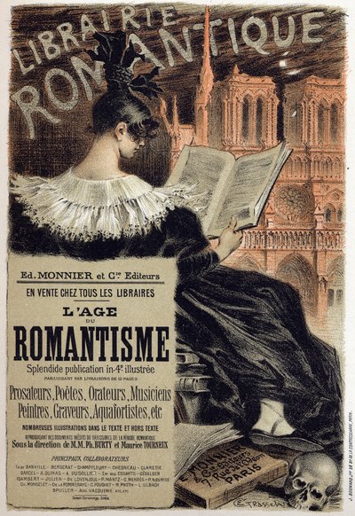 Romantic Bookstore. Poster by Eugene Grasset for the Editor Monnier, France by Eugene Grasset