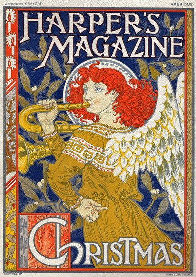 Christmas Angel. Poster by Eugene Grasset for Harper